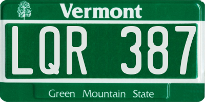 VT license plate LQR387