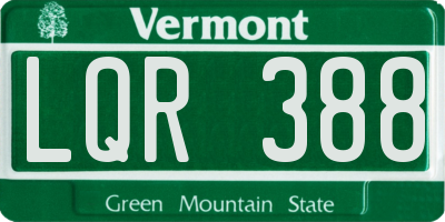 VT license plate LQR388
