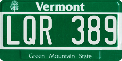 VT license plate LQR389
