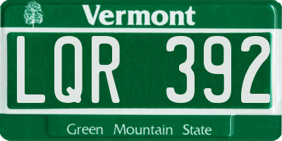 VT license plate LQR392