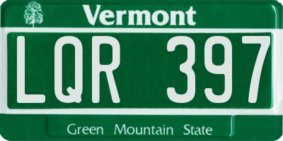VT license plate LQR397