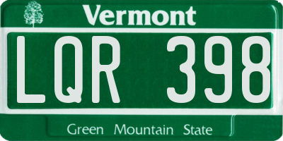 VT license plate LQR398