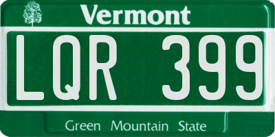 VT license plate LQR399