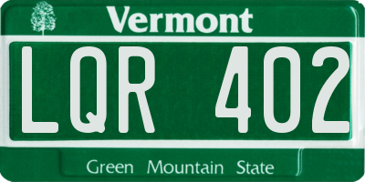 VT license plate LQR402