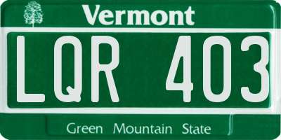 VT license plate LQR403