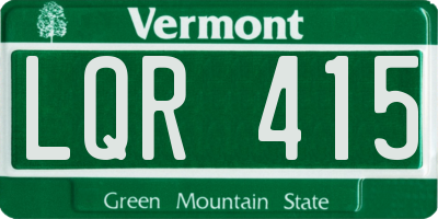 VT license plate LQR415
