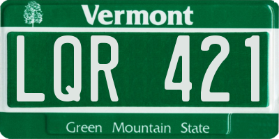 VT license plate LQR421