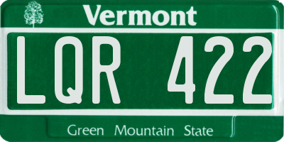 VT license plate LQR422