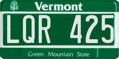VT license plate LQR425