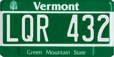 VT license plate LQR432