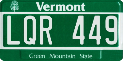VT license plate LQR449