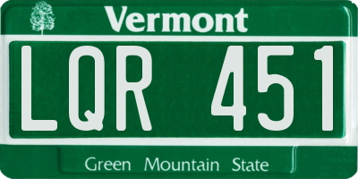 VT license plate LQR451