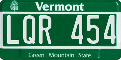 VT license plate LQR454