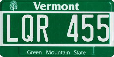 VT license plate LQR455