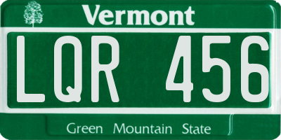 VT license plate LQR456