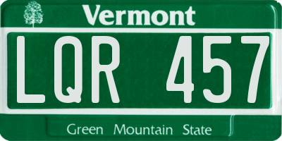 VT license plate LQR457