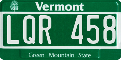 VT license plate LQR458