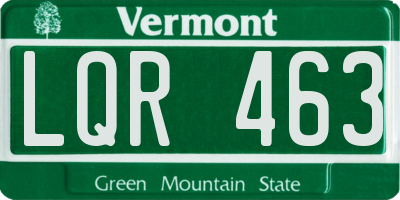 VT license plate LQR463