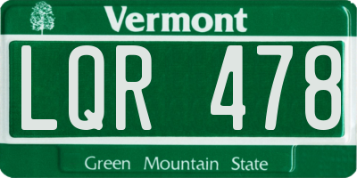 VT license plate LQR478