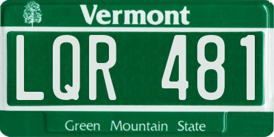 VT license plate LQR481