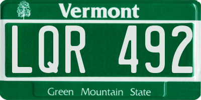VT license plate LQR492
