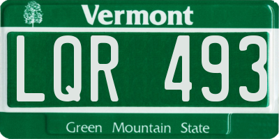 VT license plate LQR493