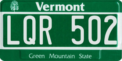 VT license plate LQR502