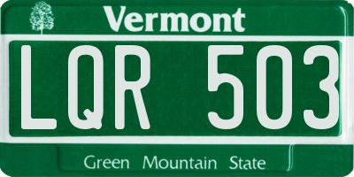 VT license plate LQR503