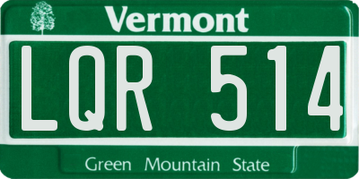 VT license plate LQR514