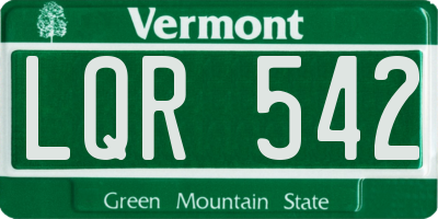 VT license plate LQR542