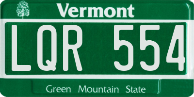 VT license plate LQR554