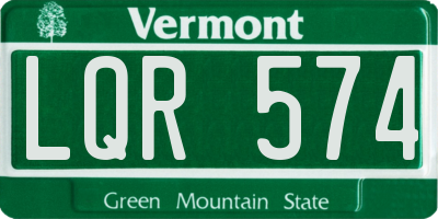 VT license plate LQR574