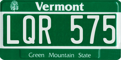 VT license plate LQR575