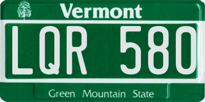 VT license plate LQR580