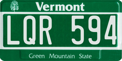 VT license plate LQR594