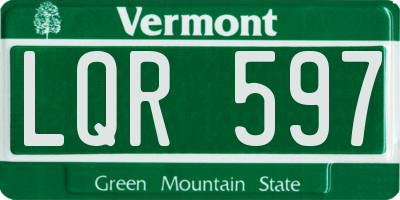 VT license plate LQR597