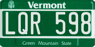 VT license plate LQR598
