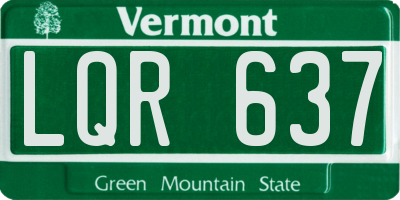 VT license plate LQR637