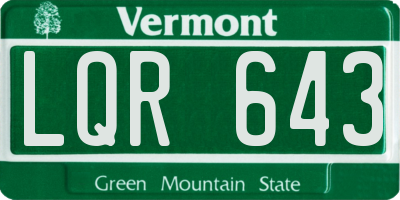 VT license plate LQR643