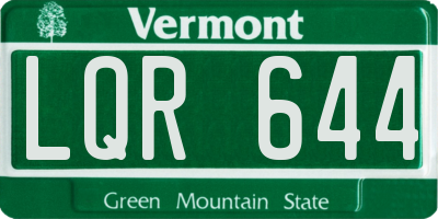 VT license plate LQR644