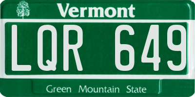 VT license plate LQR649
