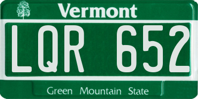 VT license plate LQR652