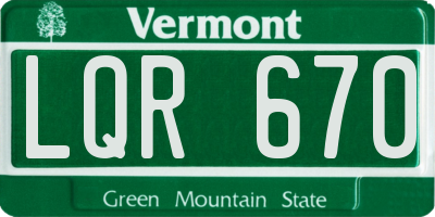 VT license plate LQR670