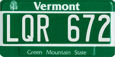 VT license plate LQR672
