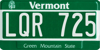 VT license plate LQR725