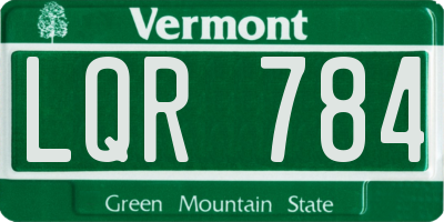VT license plate LQR784