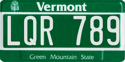 VT license plate LQR789
