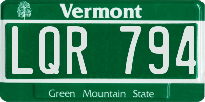 VT license plate LQR794