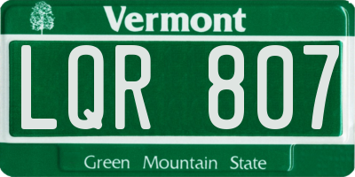 VT license plate LQR807