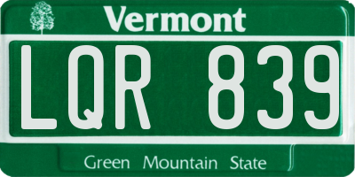 VT license plate LQR839